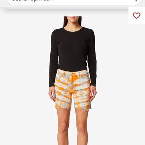 Hudson Jeans Orange grey Tie-Dye womens Hana mini biker Shorts